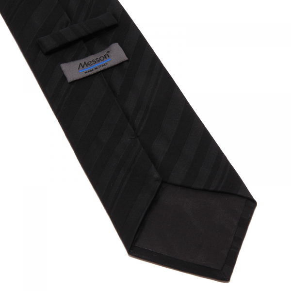 8872J cravatta uomo MESSORI black stripes acetate/wool tie man