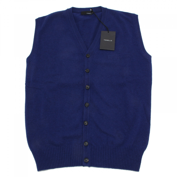 8873M gilet uomo TONELLO blu lana smanicato sleeveless sweater men