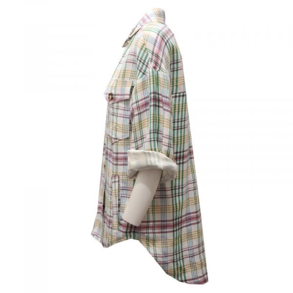 8911AF giacca camicia oversize donna VICOLO mix linen jacket shirt women