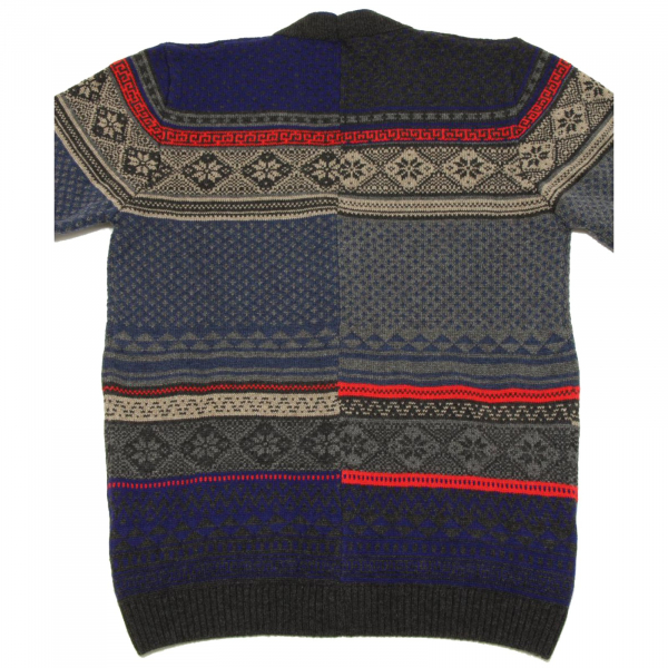 8923F cardigan grigio blu rosso DRUMOHR  CACHEMIRE maglione maglia uomo