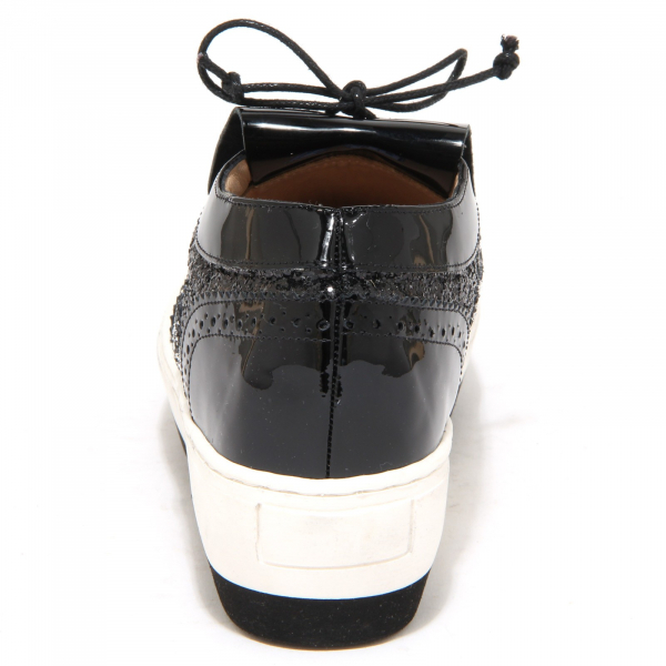 8962N francesina donna SANTA CLARA vernice nero glitter platform shoes woman