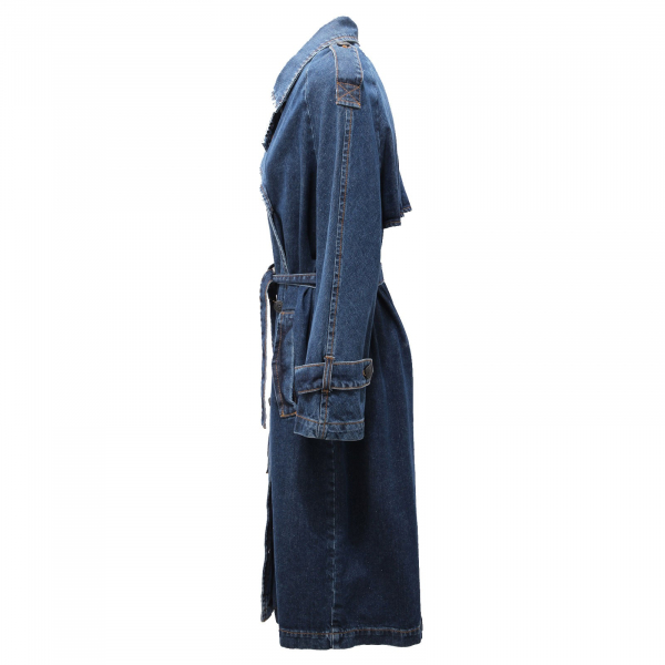 9024AF trench donna KIKISIX blue denim cotton jacket woman