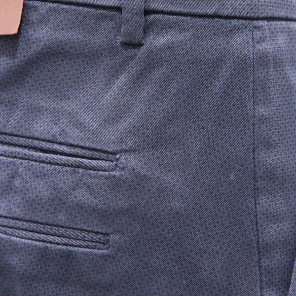 9125AG pantalone uomo BRIGLIA SLIM blue cotton micro pattern trouser man