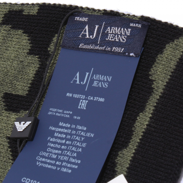 9212X sciarpa unisex ARMANI JEANS green/black wool scarf unisex