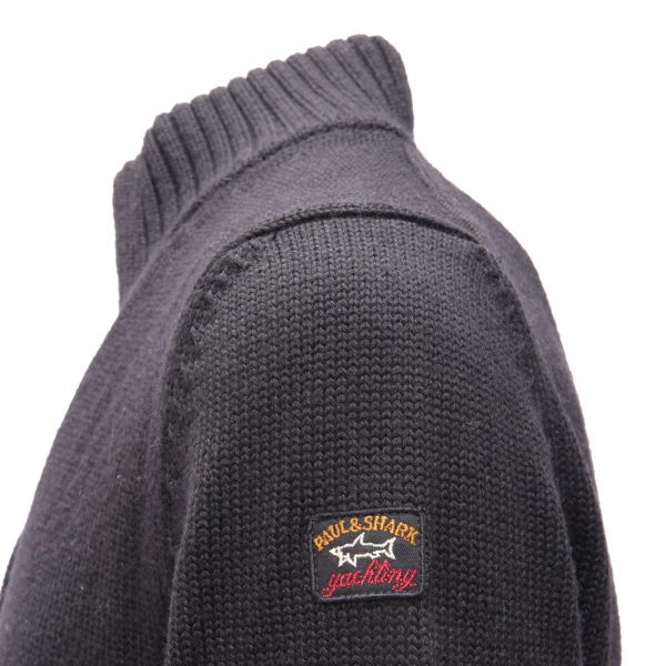 9232AI maglione cardigan uomo PAUL&SHARK man wool sweater black