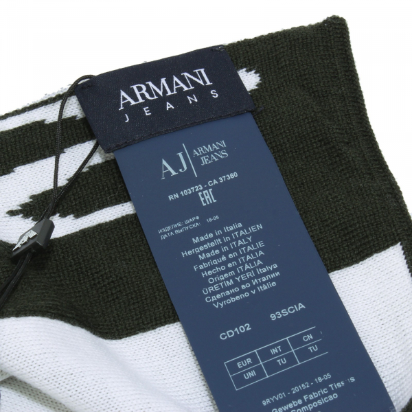 9249X sciarpa uomo ARMANI JEANS green white wool scarf men