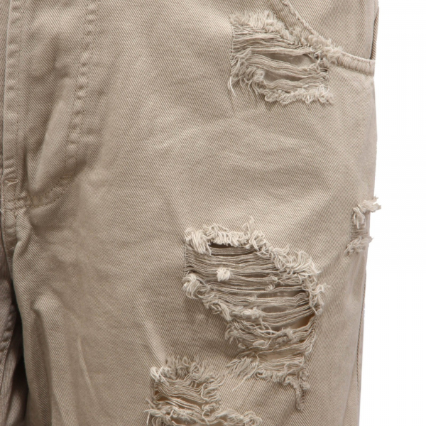 9252AG bermuda uomo OVER-D beige distressed denim shorts man