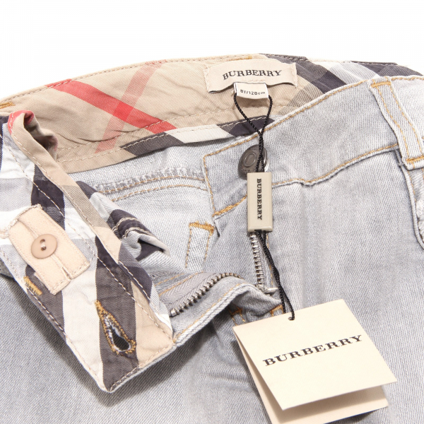 9255G jeans bimba grigio BURBERRY pantaloni cotone trousers kids