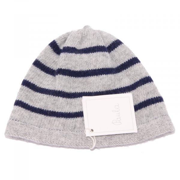 9260Y cuffia bimbo boy PAULA grey/blue mix beanie wool hat