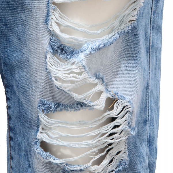 9266AG bermuda uomo BRUNO LEONI distressed blue delavé denim short man
