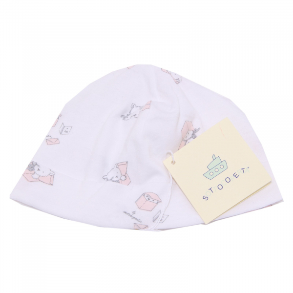 9283Y cuffia bimba GIRL SOTTOCOPERTA white/pink cotton hat