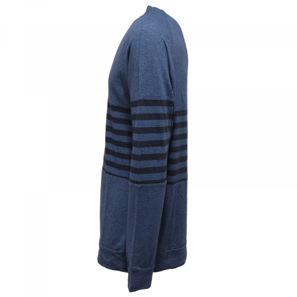 9291S felpa uomo MADSON blu maglia cotone/lino sweatshirt men