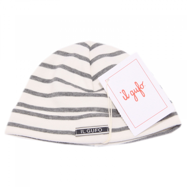 9294Y cuffia bimbo boy IL GUFO grey/white cotton beanie hat