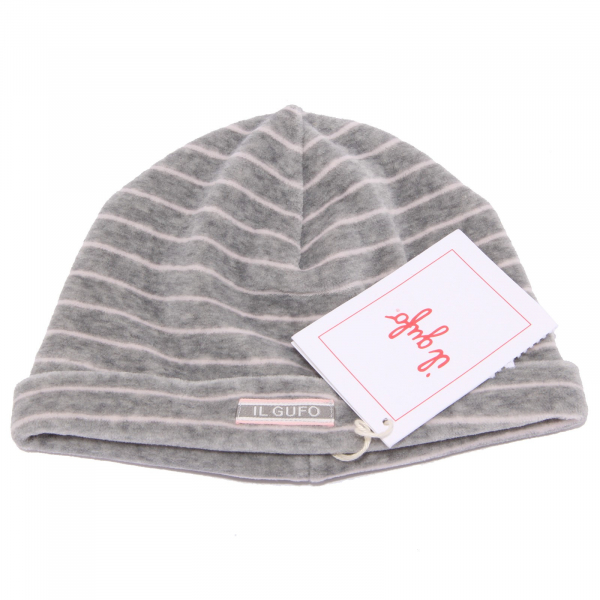 9299Y cuffia bimba GIRL IL GUFO pile grey/pink fleece fabric hat