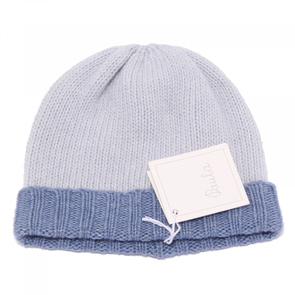 9304Y cuffia bimbo boy PAULA light blue/blue mix wool beanie hat