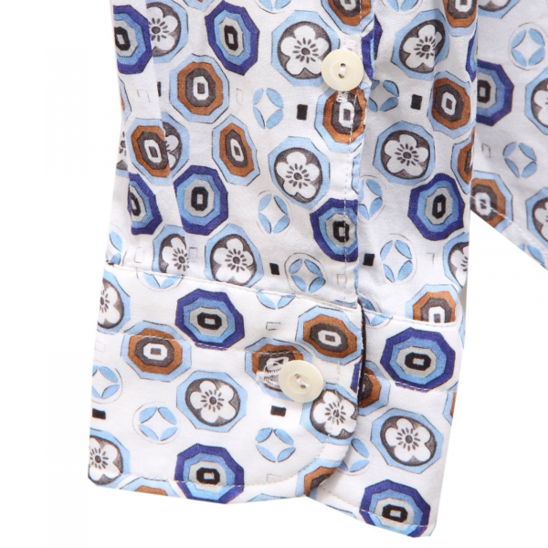 9319AG camicia uomo TINTORIA MATTEI off white/light blue printed cotton men 