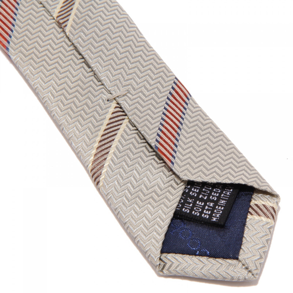 9327J cravatta uomo ROCCOBAROCCO grey/silver silk tie man