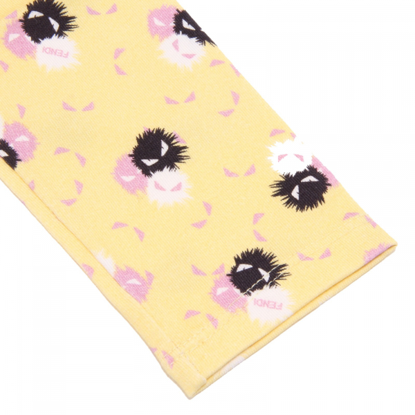 9337R leggings bimba FENDI MOSTRI SPLASH giallo pantalone pant kid