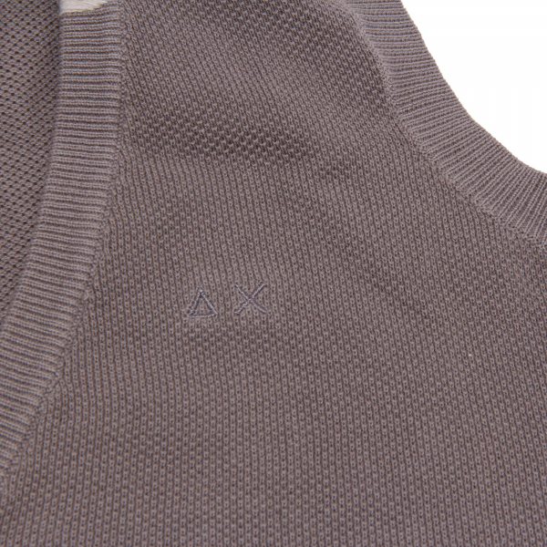 9354Y gilet bimbo boy SUN 68 cotton VINTAGE grey open sweater sleeveless