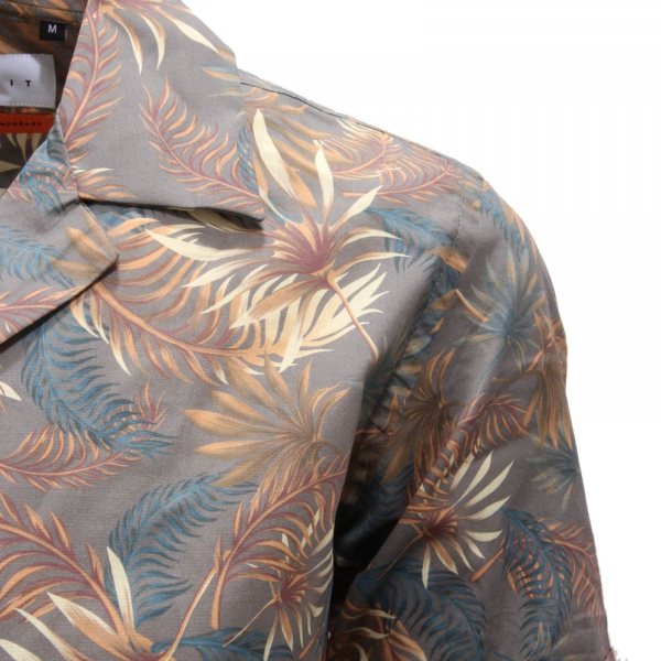 9409AG camicia uomo OUT/FIT brown/green cotton short sleeve shirt man