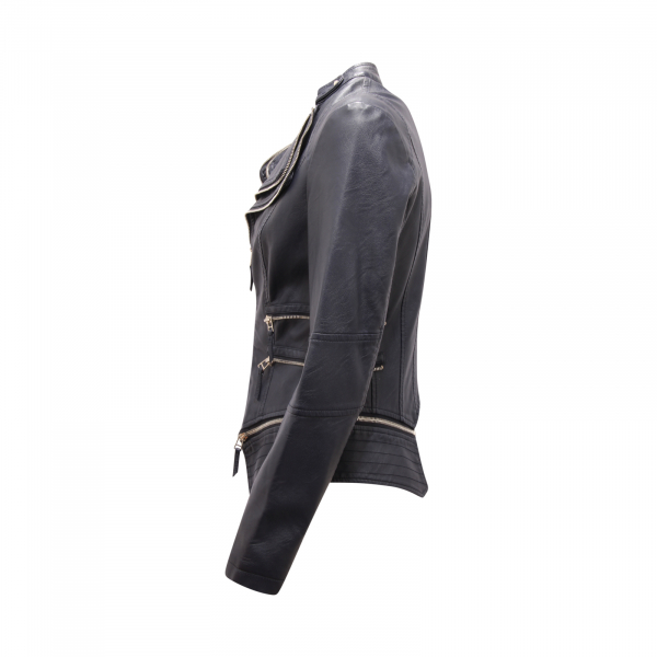 9474AU GIUBBINO ECO PELLE DONNA MANGANO WOMAN JACKET BLUE