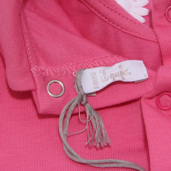 9533R vestito bimba IL GUFO manica corta fuxia/bianco abito dress kid