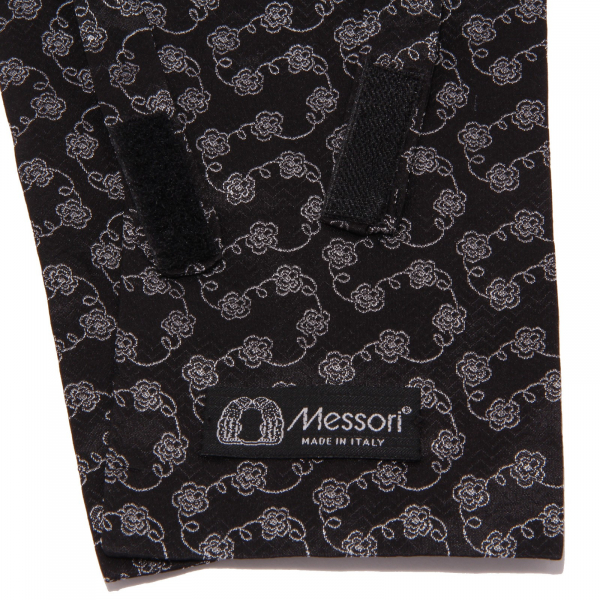 9608W cravatta ascot uomo nodo fisso MESSORI black silk ascot tie fixed knot men