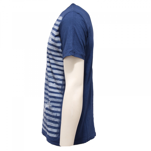 9625K maglia uomo MESSAGERIE blue vintage print cotton t-shirt man