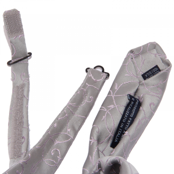 9628W cravatta uomo nodo fisso MESSORI silk silver tie fixed node men