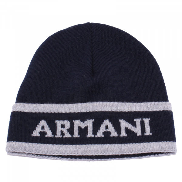 9647X cuffia BOY bimbo ARMANI JUNIOR blue/grey mix wool beanie hat