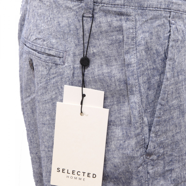 9648AE bermuda uomo SELECTED HOMME light blue melange linen/cotton short men