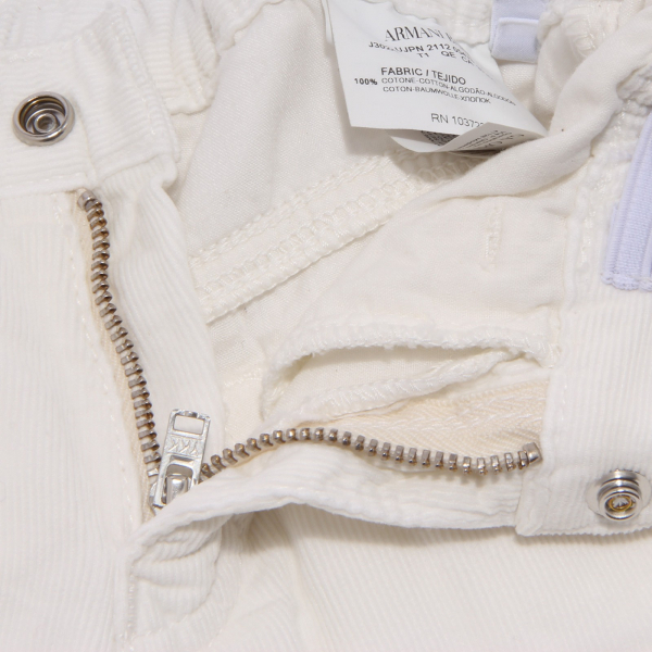 9651V pantalone bimba ARMANI BABY cotton ivory velvet pant kid girl