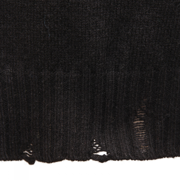 9653AV MAGLIONE UOMO AMARÁNTO MAN DISTRESSED WOOL SWEATER BLACK
