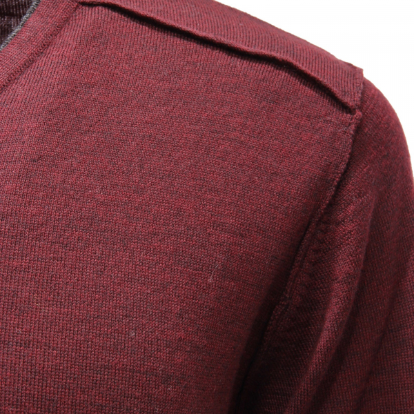 9739AF maglione COLLO A V uomo MARKUP burgundy wool blend sweater men