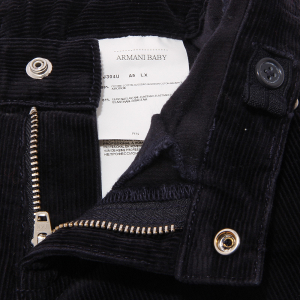 9751U pantalone bimbo ARMANI BABY blu velluto trouser pant kid