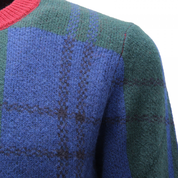 9798AF maglione uomo THE PULL blue/green/burgundy wool sweater man