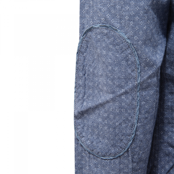 9822AQ camicia uomo TINTORIA MATTEI SLIM man cotton/linen shirt blue/white pois