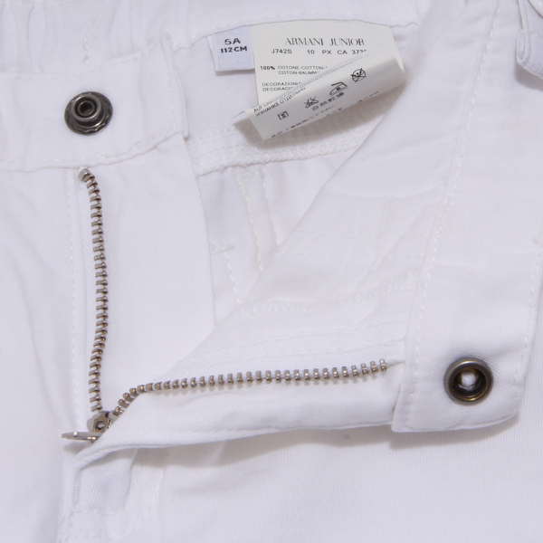 9847U pantalone bimbo ARMANI JUNIOR bianco cotone pant cotton kid
