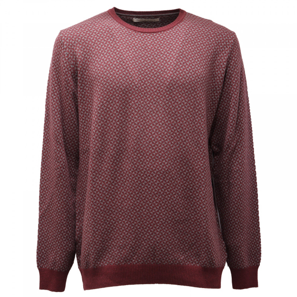 9916AF maglione uomo TOUCH BACK bordeaux/grey wool/cotton sweater men