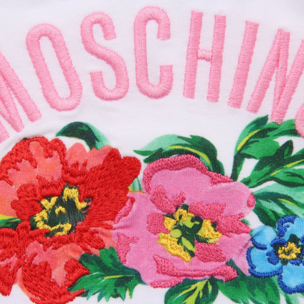 9954AH abito bimba girl MOSCHINO kid embroidery cotton dress white