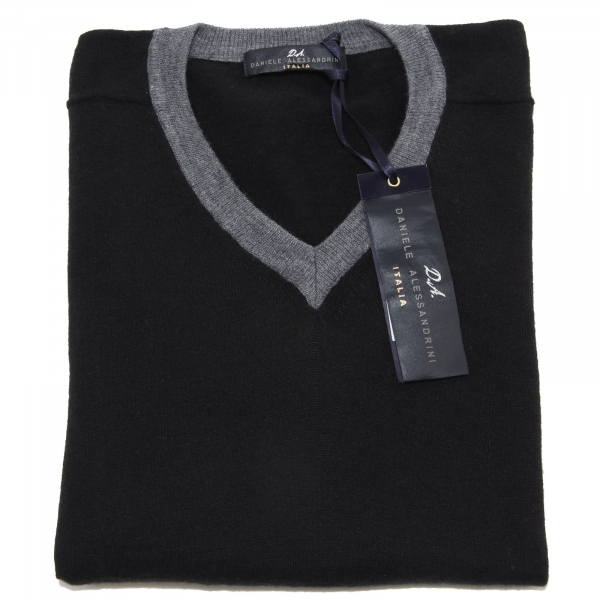 9955M maglione uomo DANIELE ALESSANDRINI nero sweater men