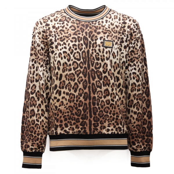 9978AI felpa uomo DOLCE&GABBANA men leopard print sweatshirt light brown
