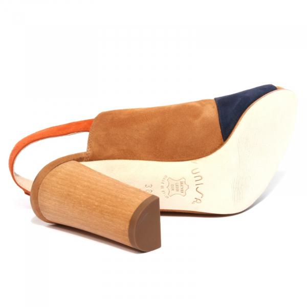 B1195 sandalo donna UNISA YUSE scarpa beige/blu/arancione shoe woman