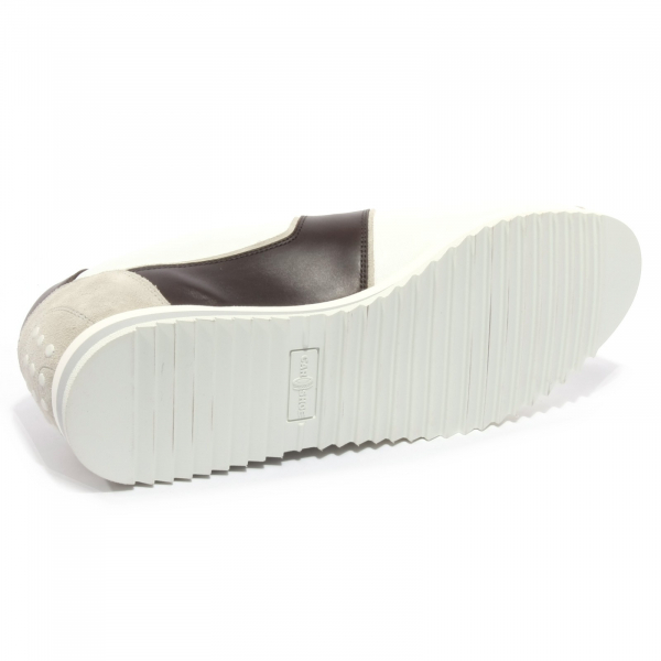B2398 sneaker uomo CAR SHOE KUE scarpa bianco/marrone shoe man