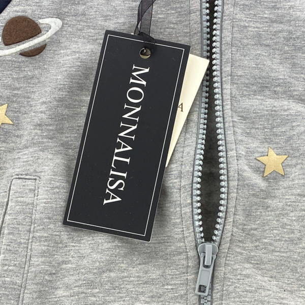 B23 felpa bimbo BOY MONNALISA grey/blue full zip sweatshirt kids