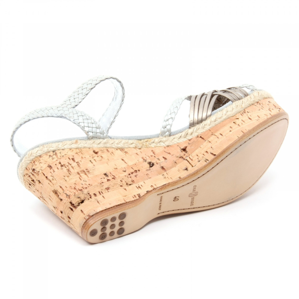 B3902 sandalo donna CAR SHOE scarpa zeppa argento/marrone sandal shoe woman