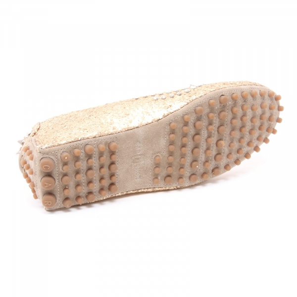 B3968 mocassino donna CAR SHOE scarpa platino glitter borchie loafer shoe woman