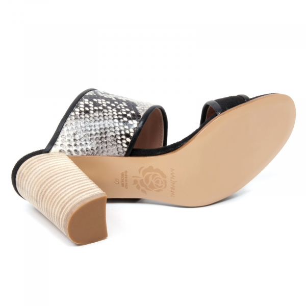 B4946 sandalo donna MALIPARMI sabot nero stampa pitone sandal shoe woman