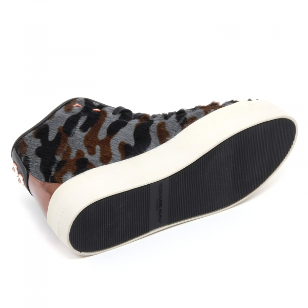 B6682 sneaker alta donna ALEXANDER SMITH LONDON nero/grigio/marrone shoe woman