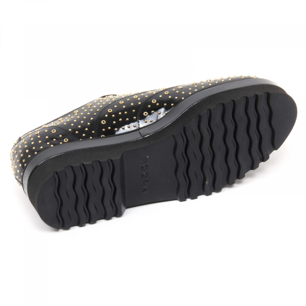 B8813 scarpa classica donna HOGAN CLUB H308 scarpe nero borchie oro shoe woman